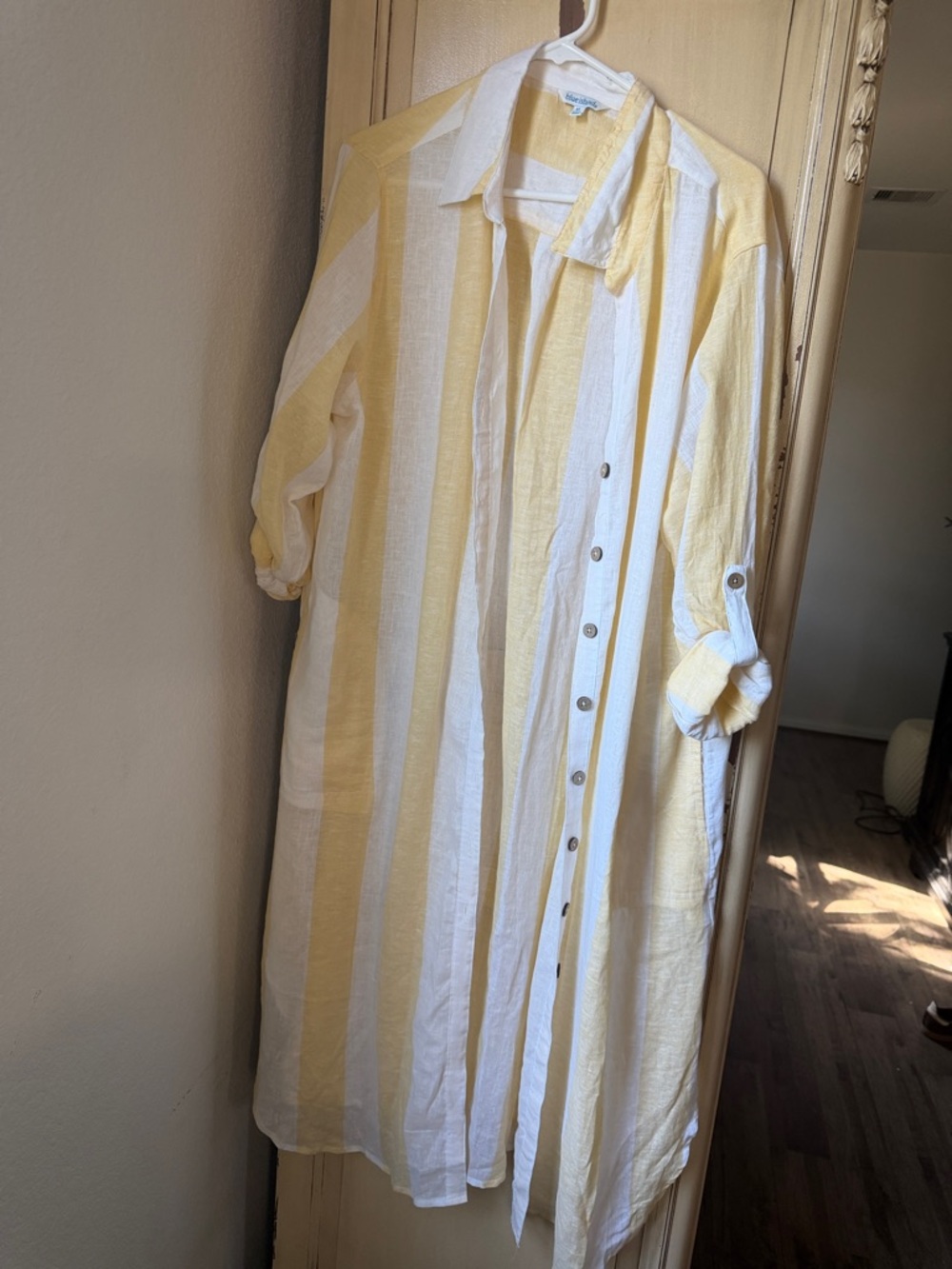 blueisland Yellow and White Striped Linen Button Shirt